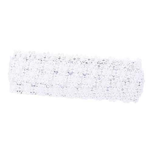 IWOWHERO 1stk Polyester-spitze Bastelband Nähen Kleidung Spitzenbesatz Diy Kopfschmuck Spitzenbesatz Blumenverzierende Spitzenbesätze Rotes Satinband Hochzeit Spitzenband Polyestergarn Weiß von IWOWHERO