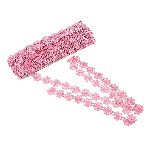 IWOWHERO 1stk Polyester-spitze Hochzeit Spitzenband Kleidung Spitzenbesatz Diy Kopfschmuck Spitzenbesatz Gestickte Blumenspitzebesätze Weiße Häkelspitze Vintage-stoff Rosa Polyestergarn von IWOWHERO