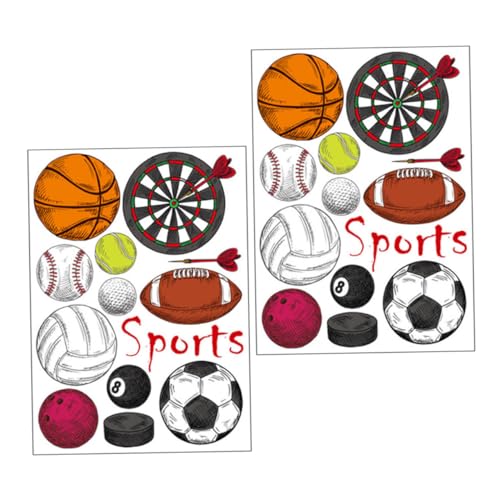 IWOWHERO 2 Blatt Basketball Muster Wandaufkleber Tapete Wände Spiegel Wandaufkleber Wandgemälde Sport Wandaufkleber Rugby Muster Wandkunst Aufkleber von IWOWHERO