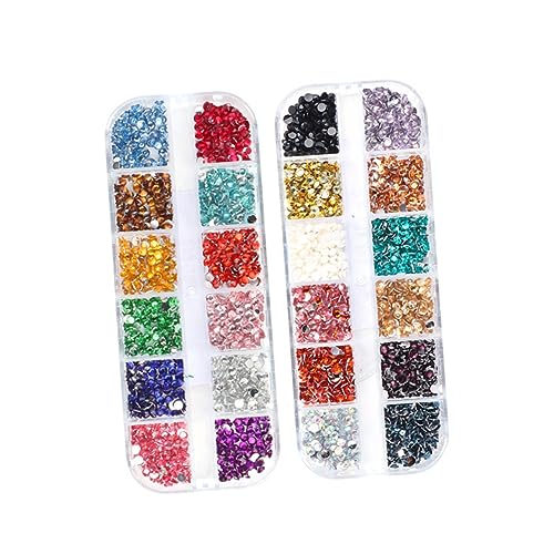 IWOWHERO 2 Boxen Nagelfarbe Diamantschmuck Ab Nail Art Strasssteine ​​Anhänger Charms Strasssteine ​​Für Nägel Nagelpailletten Metallische Nagelaufklebernieten DIY Zubehör Für Nägel Buntes von IWOWHERO