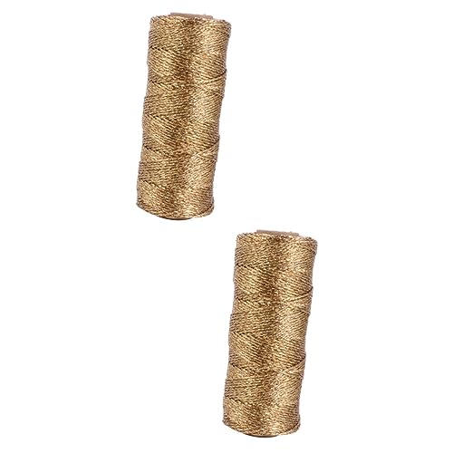 IWOWHERO 2 Rollen Baumwollseil Hanfseil Makramee-Knotenschnur Geschenkkordel Geschenkverpackung bastelmaterial bastel materialien Partydekoration Baumwollfaden dekoratives Seil Stoff Golden von IWOWHERO