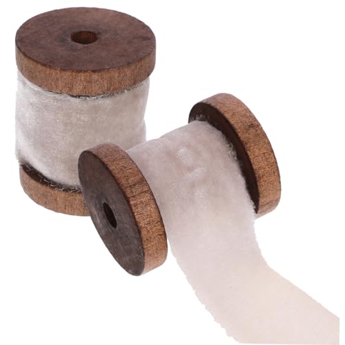 IWOWHERO 2 Rollen Geschenkverpackung Mit Band Bänder Zum Basteln Künstliche Girlande Satinband Schleife Aus Floralen Bändern Mit Quasten Bastband Natur Bandhochzeit Streamer Polyester Grey von IWOWHERO