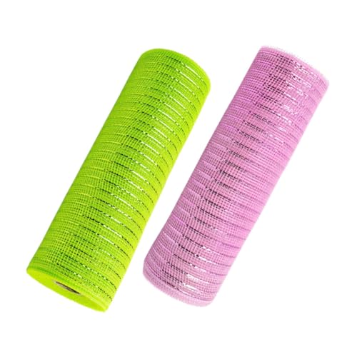 IWOWHERO 2 Rollen Poly Mesh Band Dekorative Mesh Rollen Für Frühling Sommer Ostertag Dekoration DIY Blumenkranz Girlandenherstellung Zubehör 10 Yards von IWOWHERO