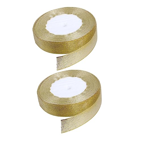 IWOWHERO 2 Rollen Verpackungsband seidenband ribbon ziernieten Goldene Schleife schienbeinschoner tape Kuchendekorationen Druckband Bänder für Geschenkverpackungen goldene Bänder Polyester von IWOWHERO