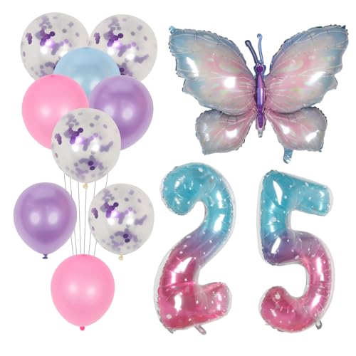 IWOWHERO Luftballons Für Den Kindergeburtstag 2 Sets Von Dekorativen Folienballons Violett Für Kindergeburtstag Party Ballons Dekorationsset Für 1 Geburtstag Und 25 Jubiläum Ideale Geburtstagspartys von IWOWHERO