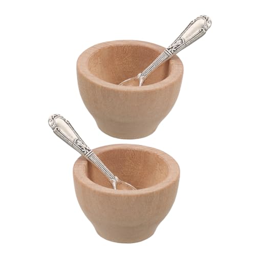 IWOWHERO 2 Sätze Essen Tauchschalen Miniatur Lichtschwert Essstäbchen Mini-Schüsseln Mini-Küchenzubehör Mini-Hausküchenschüssel Mini-Hausutensilien Essensdekor Metall Beige von IWOWHERO