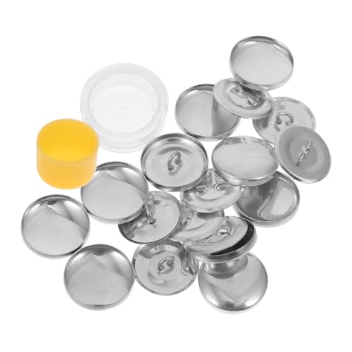 IWOWHERO 2 Sätze Stoffschnalle Stoffabdeckungsknöpfe Runde Knopfbasis Runde Knöpfe Tuften Tufting-knöpfe Flache Rückenknöpfe Knopf Bastelsets Selber Machen Stoffknopf-kit Silver Aluminium von IWOWHERO