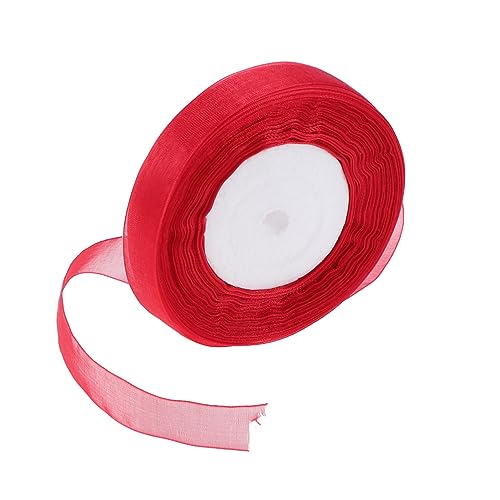 IWOWHERO 2 Stk Organzaband stilvolles Band Wickelband Satin-Chiffonband Kuchendekorationen Hochzeits-Mesh-Band seidenband ribbon hochzeitsdekoration Festliches Band reiner Organza rot von IWOWHERO