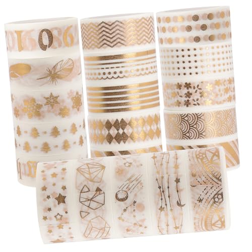 IWOWHERO 20 Rollen Dekorative Bänder Für Sammelalben Dekoratives Klebeband Für Einklebebuch Schreibwarenband Mit Goldblockierung Selbstklebendes Washi-tape Bastelband Wickelband Papier von IWOWHERO