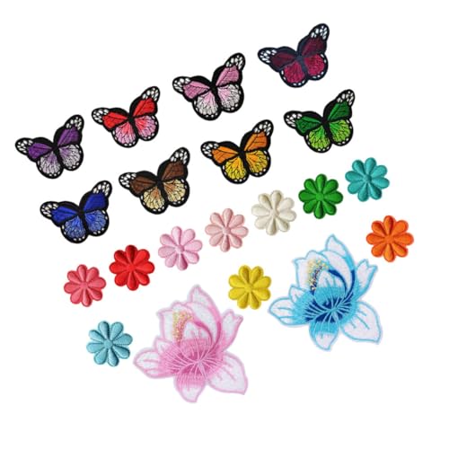 IWOWHERO 20 Stück Blumen Stickerei Applikationen Stoff Patch Aufnäher Für Kleidung DIY Nähen Bastelbedarf Frauen Mädchen Zuhause Kleidung Taschen Hüte von IWOWHERO