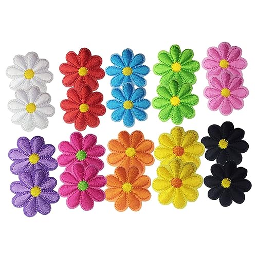 IWOWHERO 20 Stück Selbstklebende Flicken Stickerei Sonnenblumen Zum Aufbügeln Für DIY Kostüme Rucksäcke Jeans Jacken Kleidung Buntes Set 10 Farben von IWOWHERO