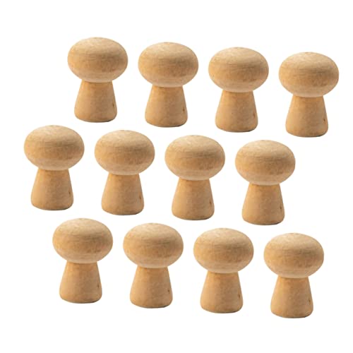 IWOWHERO 20 Stücke Khaki Farbe Holz Pilzkopf Kinder Puzzle Lackierte Ornamente von IWOWHERO