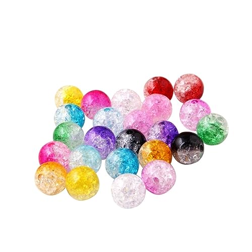 IWOWHERO 200 Stück Crackle Glasperlen 8 Mm Runde Bunte Perlen Für Schmuckherstellung Und Basteln DIY Accessoires Gemischte Farben von IWOWHERO