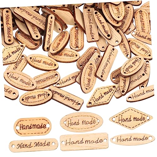 IWOWHERO 200St bemaltes Holzschild Verpackung keuchen Bausatz Etikettendekoration Stricknadeln häkeln bastelzeug craft labeln labels druckknöpfe 2-Loch-Holzknöpfe DIY-Etikett hölzern Brown von IWOWHERO