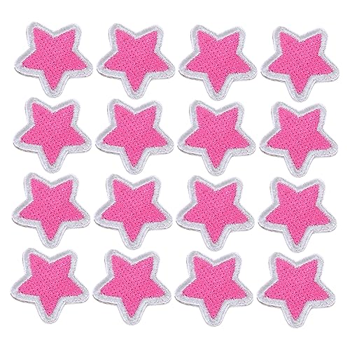 IWOWHERO 20St Pentagramm-Patch Jackenflicken Sternenfleck Sternapplikation untertischdecke vorhangstangen decor Stickerei DIY Kleidung Patches Gestickte Aufnäher für Kleidung Polyester Rosa von IWOWHERO