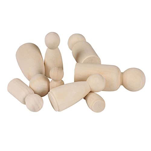 IWOWHERO 20st Puppenkörper Aus Holz Kinderpuppen Peg-puppen-familie Puppen Für Heimwerker Peg-puppen-kit Zubehör Für Peg-puppen Unvollendete Peg-puppen Blanko-peg-puppen Hölzern Yellow von IWOWHERO