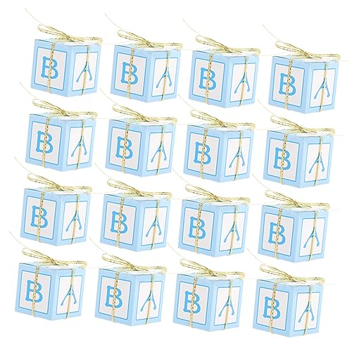 IWOWHERO 25 Sätze -süßigkeiten-box Babypartybevorzugungen Für Gäste Lecker Gefälligkeiten Klein Geschenkband Geschenkboxen Aus Papier Dekor Aufdecken Thema Deckel Blue Weißer Karton von IWOWHERO