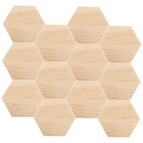 IWOWHERO 25 Stück Sechseckige Holzspäne Weiße Tafel Spot Dekoration Karton Geschirr Faltbarer Reflektor Kreisförmiger Reflektor Unvollendete Holzausschnitte Holzanhänger von IWOWHERO