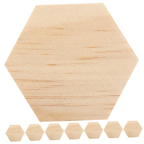 IWOWHERO 25St sechseckige Holzspäne Rollenspielmöbel Aufbewahrungskorb Weide DIY Holzstücke Bastelbedarf Holz Sechseckformen aus Holz zum Gravieren leere sechseckige Holzprojekte hölzern von IWOWHERO