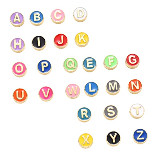 IWOWHERO 26st Alphabet-perlen Schmuckherstellung Buchstabenperlen Diy Liefert Exquisite Alphabetperlen Alphabete Lose Perlen Buchstabenperlen Basteln Flache Runde Perlen Legierung von IWOWHERO