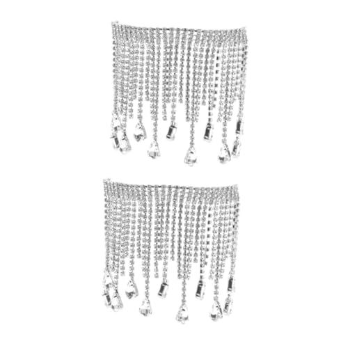 IWOWHERO 2St Kleiderkette aus Strass trimmt Strasssteine Kette mit Strassbesatz Strasskette Strassband vielzweckleiter bastelzeug trim nähen quaste Strass-Kettenverzierung Metall Silver von IWOWHERO