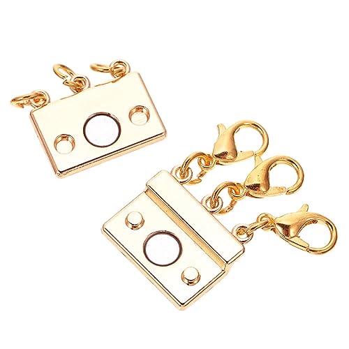 IWOWHERO 2St Magnetschnalle mit drei Ringen Magnetischer Schmuckverschluss DIY Schmuckverschluss goldene Halskette Magnetverschlüsse für Halsketten Stecker für Schmuckverschlüsse Kupfer von IWOWHERO