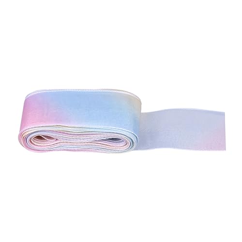 IWOWHERO 2St Regenbogen bedrucktes Band gerippt gelbes Band Sackleinen Chiffon gekräuselt Blau seidenband ribbon haarnadel haarclips beschläge Haarbänder selber machen Regenbogen-DIY-Band von IWOWHERO