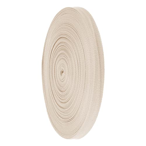 IWOWHERO 2cm Baumwollband gewebtes Gurtband Farbband farbiges Klebeband Geschenkverpackungsband Band zum Basteln bastelzeug the craft Gurtband für zu Hause dekorative Bänder Baumwolle Beige von IWOWHERO