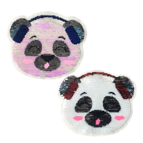 IWOWHERO 2st Aufkleber Panda Einhorn Patch Zum Aufnähen Tierflecken Für Jeans Pailletten-patches Einhorn Gestickter Aufnäher Dekorative Patches Aufnäher Für Kleidung Farbfleck Ändern von IWOWHERO