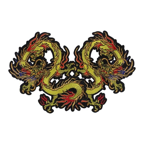 IWOWHERO 2st Drachen-stickerei-patch Dekorative Aufnäher Für Kleidungsstücke Gestickte Aufnäher Patches Nähen Kleine Kleiderflicken Drachen-patches Hutflicken Selber Machen Polyester von IWOWHERO