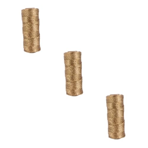 IWOWHERO 3 Rollen Baumwollseil schwarze Juteschnur Bäcker Thread Goldschnur Juteseil Jutegarn bastelmaterial bastel materialien Geschenkverpackungsseil schickes DIY-Bastelseil Stoff Golden von IWOWHERO