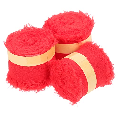 IWOWHERO 3 Rollen Chiffon-Gürtel mit ungesäumten Kanten düster Rand Sackleinen Stifte Blumenstrauß-Geschenkpapier seidenband ribbon decor DIY Bastelband Schleifenzubehör Polyester rot von IWOWHERO