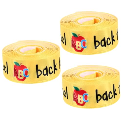 IWOWHERO 3 Rollen Gurtband für den Schulanfang Band umwickeln Ripsband für den Schulanfang Linealband ribbon bandfeile exquisites kariertes Band dekoratives Geschenkband Polyester Yellow von IWOWHERO