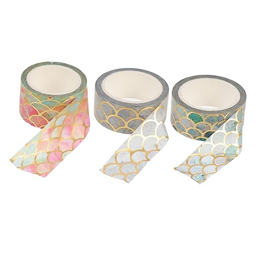 IWOWHERO 3 Rollen Heißpräge-taschenband Japanisches Dekor Tagebuchband Folie Washi Tape Briefklebeband Diy Klebeband Dekorative Bänder Kariertes Abdeckband Alte Aufkleber Kassette Papier von IWOWHERO