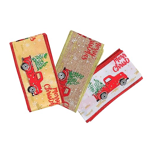 IWOWHERO 3 Rollen Weihnachtsband ribbon bandfeile Weihnachtsbaumdekoration boxen christmas present Dekorationen Weihnachten Bänder Verpackungsband DIY Schleifenband feines Leinen von IWOWHERO