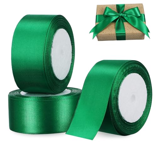 IWOWHERO 3 Rollen verpackung Band seidenband ribbon Schleife dekoration party dekobänder Burgunder Band geburtstag papier verpackung Spitze Stoffband Geschenkband Polyester Green von IWOWHERO