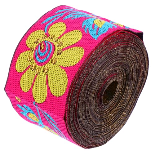 IWOWHERO 3 Stück Ethno Spitzenband Blumenband Jacquard Bandbesatz Floral Bestickt Gewebter Besatz Bestickte Kanten Nähbesatz Vintage Besatz DIY Band Dekorativer Besatz Rosiges von IWOWHERO