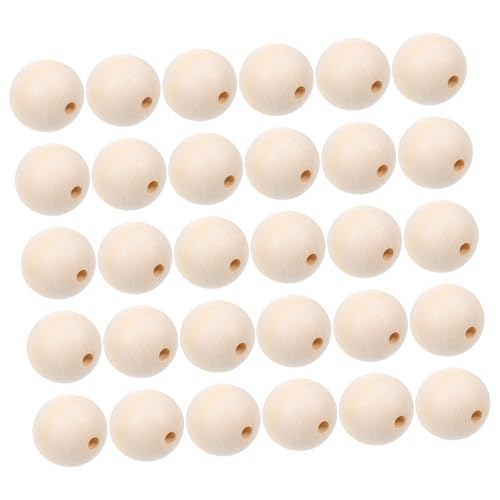 IWOWHERO 30St Holzperlen wohnungseinrichtung wohnungsdeko hausdeko DIY Schmuck Bastelperlen selber machen unvollendete runde Perlen DIY liefert DIY Anhänger Holzperle hölzern Light Brown von IWOWHERO