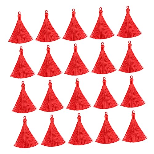 IWOWHERO 30St Quastendekoration bastelkasten bastelbedarf schlusselketten key chains Ohrringe Quasten Anhänger mit Quaste handytasche Quasten-Anhänger seidiger Quastenanhänger Polyester rot von IWOWHERO