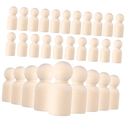 IWOWHERO 30St kleiner Holzmann Peg-Puppenkörper Heringe Steckpuppen unvollendet Blanko-Peg-Puppen Puppenhaus kinder bastelset basteln für kinder Holzpflockmenschen selbst bemalte Holzpuppen von IWOWHERO