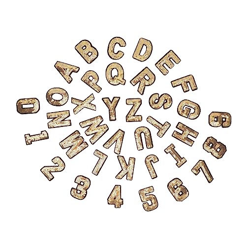 IWOWHERO 36St Buchstaben bügel aufkleber Stoff-Accessoire Valentinstag-Patch DIY-Alphabet-Patch Nähalphabet bügelbild patches set DIY-Kleidungspatch Nähpflaster Pailletten Light Brown von IWOWHERO