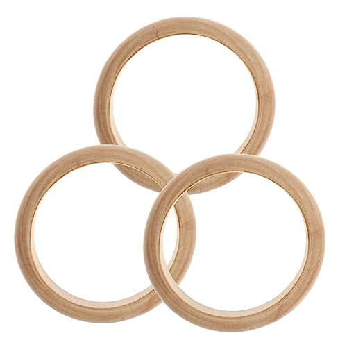 IWOWHERO 3St DIY zubehör decoratiuni craciun bastelbedarf Holzringe für schmuck machen holzperlen runden Kreisring ringe zur herstellung von holzarmbändern Naturholzringe hölzern von IWOWHERO