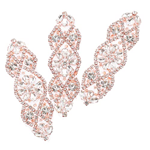 IWOWHERO 3St Gürtel Strass-Patch bastelzeug rhinestones bügeln Rückenaufnäher Kleidungsstück Patches Dekor DIY Patches Dekor Multifunktionale gestickte Aufnäher Strasssteine Rose Gold von IWOWHERO