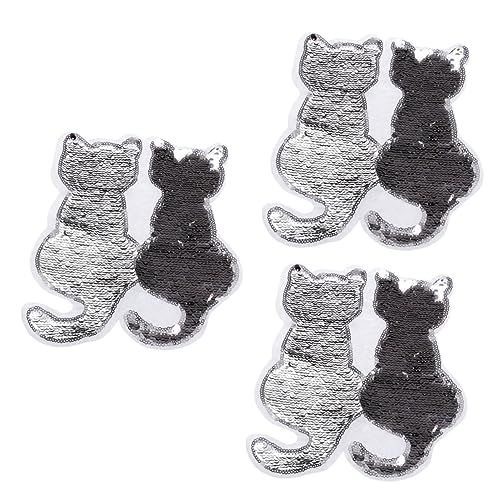 IWOWHERO 3St Pailletten nähen Kleidung Pailletten Kleidung Katze Applikation geflickte Jeans Flicken aufnähen gardinen feststeller rucksäcke Kleidungsflicken Taschen Patches von IWOWHERO