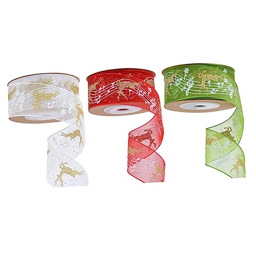 IWOWHERO 3St Weihnachtsband ribbon bandfeile weihnachtgeschenke weihnachtsdekoration haar pin weihnachtsgeschenk bögen Partybänder Geschenkbänder Bänder zur Schleifenherstellung Polyester von IWOWHERO