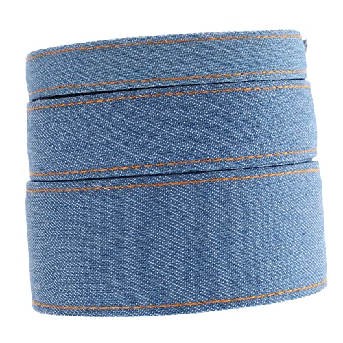 IWOWHERO 3st Denim-gurtband Bänder Zum Verpacken Sackleinenband Blaues Band Zubehör Für Hochzeitseinladungen Weißes Band Rotes Band Girlandendekorationen Blue Denim Aus Polyester-baumwolle von IWOWHERO