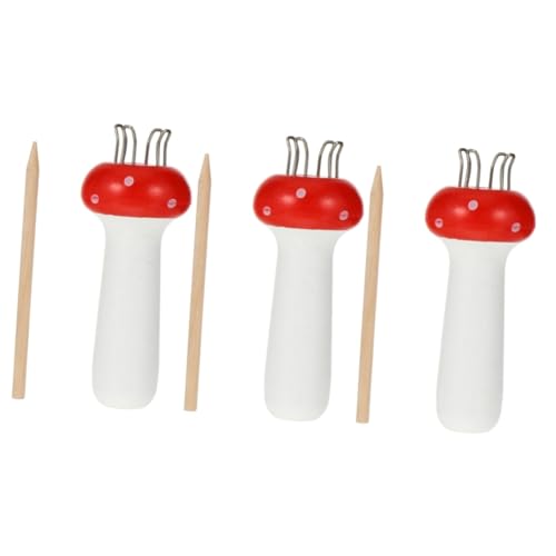 IWOWHERO 3st Pilzweber Mini-webwerkzeug Spulenstricker Schal Mini-strickmaschine Spulenstrickmaschine Stricker Für Heimwerker Geflochtener Stricker Diy Webwerkzeughaken Handwerk Hölzern Rot von IWOWHERO