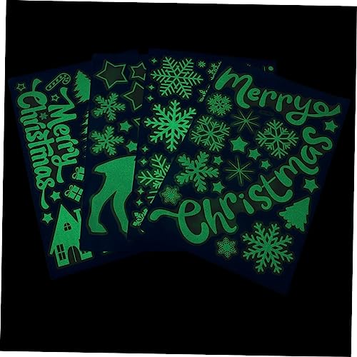 IWOWHERO 4 Blätter Weihnachtsglühen-Aufkleber selbstklebende Aufkleber Heimdekoration leuchtende wandsticker christmas-decorations fluoreszierende Aufkleber Wandaufkleber PVC Yellow von IWOWHERO