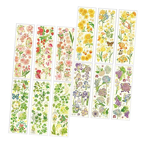 IWOWHERO 4 Heißprägeaufkleber Blumenaufkleber Blumenband Tagebuch Dekorativer Aufkleber Blumen-washi-tape Funkelnde Aufkleber Diy Bastelaufkleber Vintage Stempelaufkleber Das Haustier von IWOWHERO