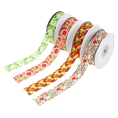 IWOWHERO 4 Rollen Fruchtband Hochzeitsdekoration Geschenkband selber machen Retro-Dekor Drahtband zum Verpacken von Geschenken Osterband ribbon bandfeile Bastelband machen Polyesterband von IWOWHERO